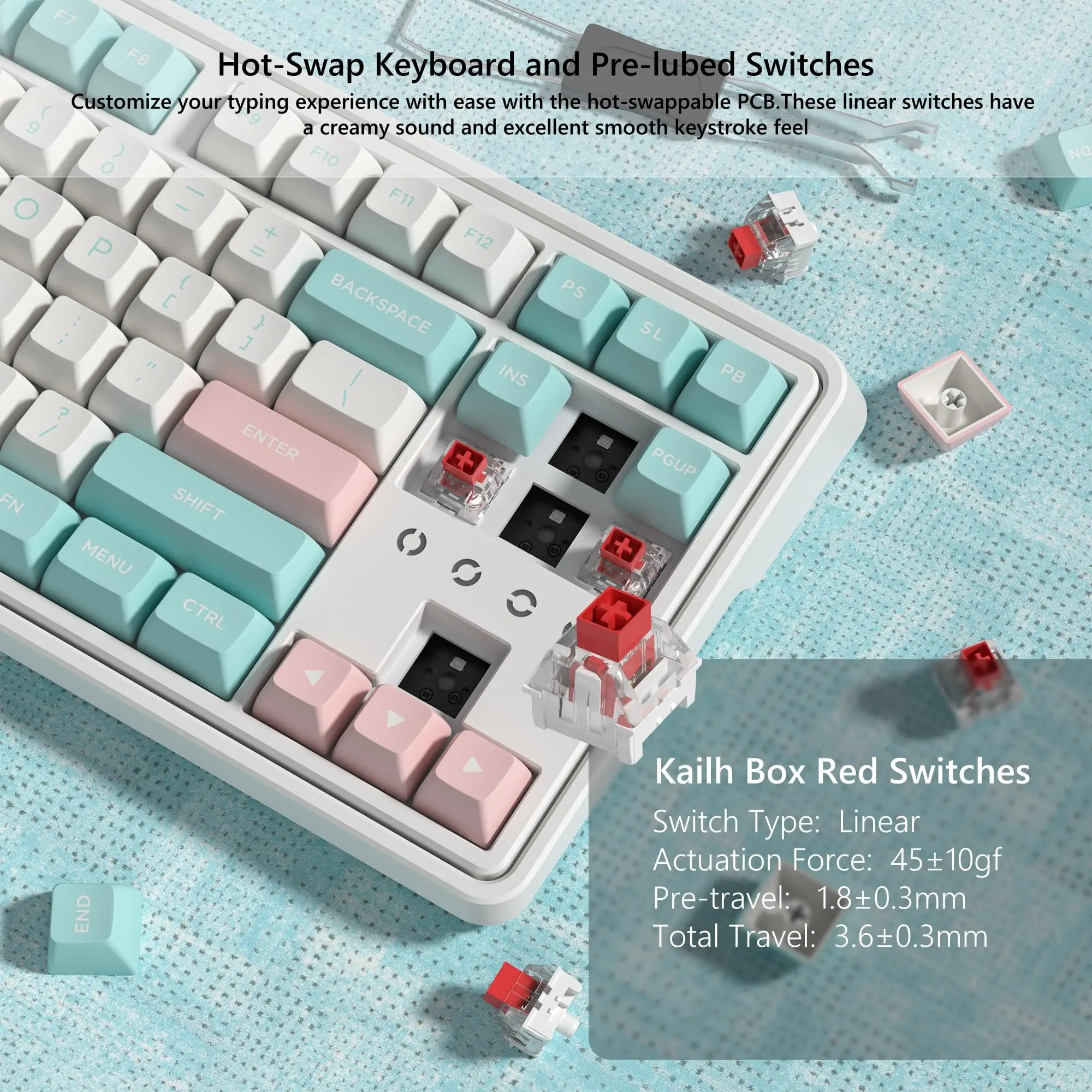 FL-ESPORT CMK87 Marshmallow 80% TKL 트라이 모드 Bluetooth 무선 기계식 게임용 키보드 핫 스왑 가능 스프링 개스킷 장착