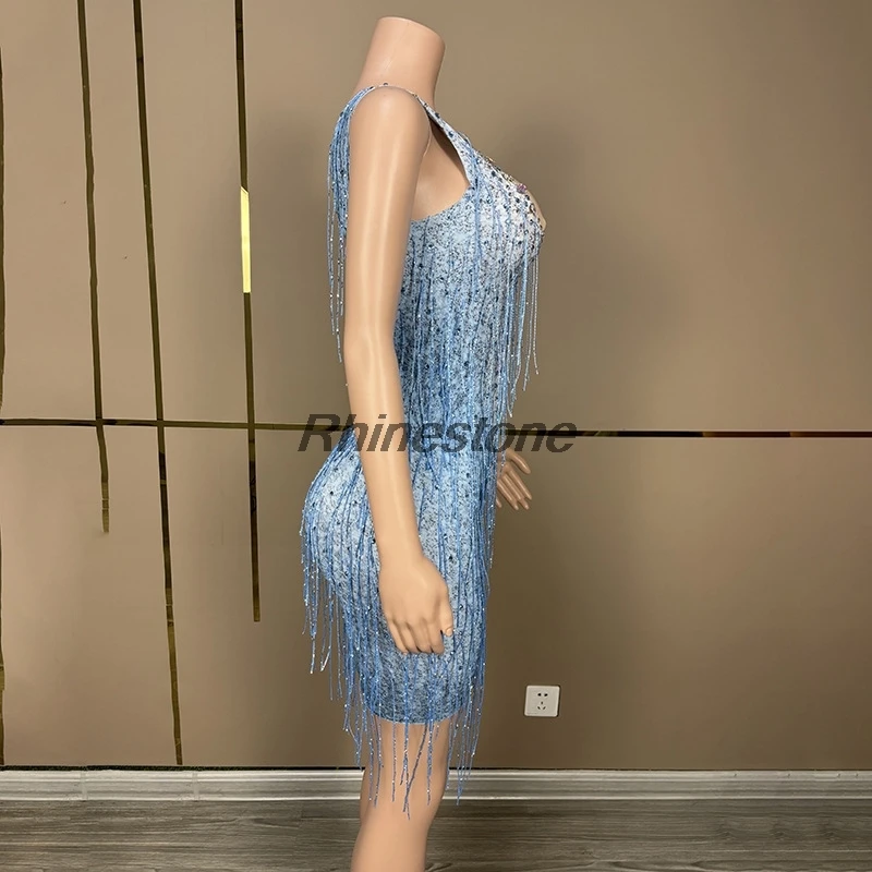 Tassel Shiny Evening Dress Slim Temperament Singer Costume Stage Performance Bar Nightclub Costume