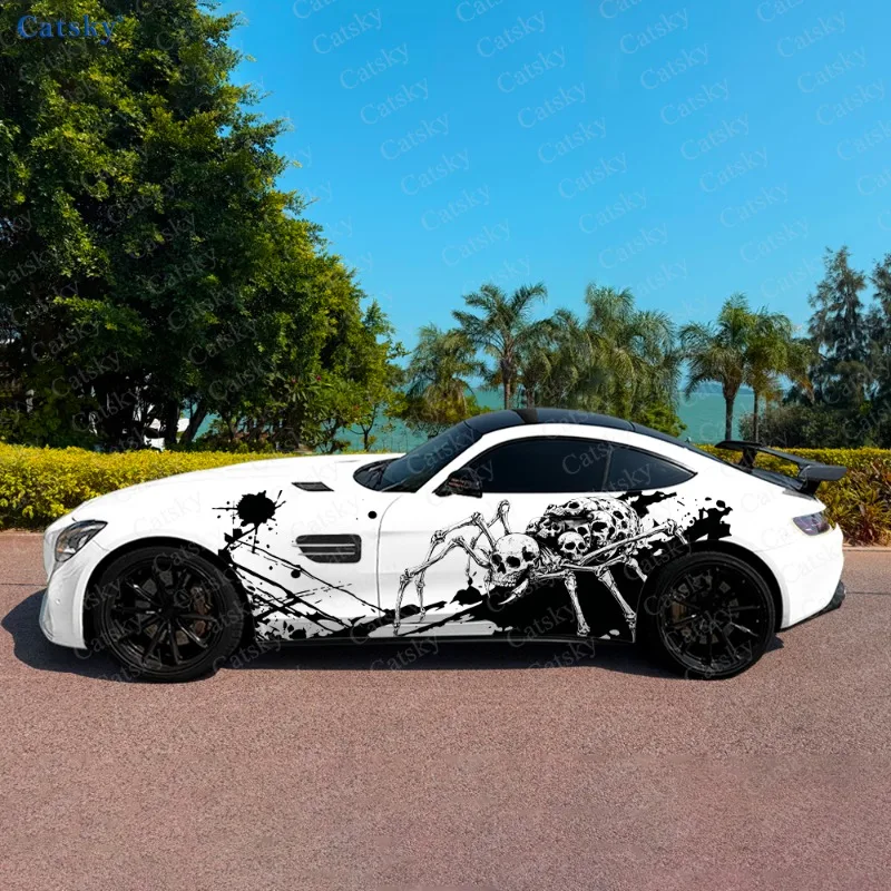 Skull Spider Horror Car Side Sticker Decoration, PVC Waterproof Scratch Resistant Decal, Car Protection, Auto Accessories Gift