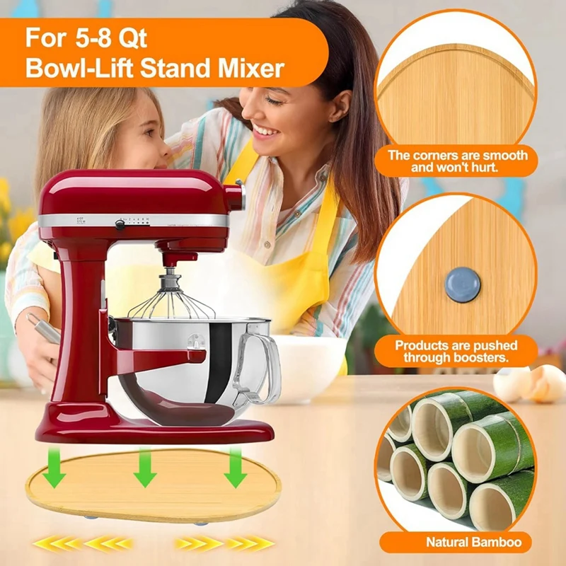 ABUL-Scorrevole per robot da cucina in bambù per robot da cucina Kitchenaid da 5-8 Qt, accessori per riporre il piano di lavoro della cucina