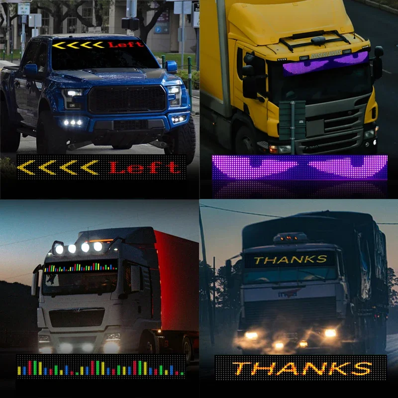 APP Control Truck Devil Eye LED Matrix Pixel Panel Graffiti Scrolling Text Soft Foldable Lighting Board Windshield Decor Display