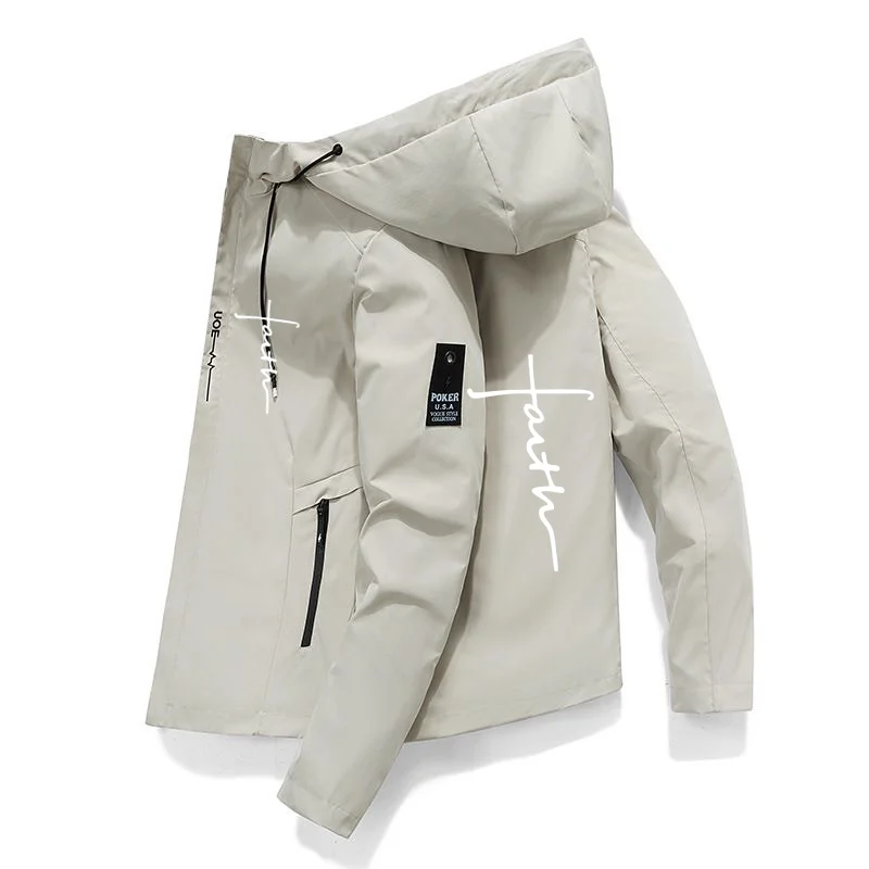 Men's New Spring and Autumn Trendy Brand Letter Print Street Hooded Zipper Jackets Fashion High Quality Outdoor Sports Jackets