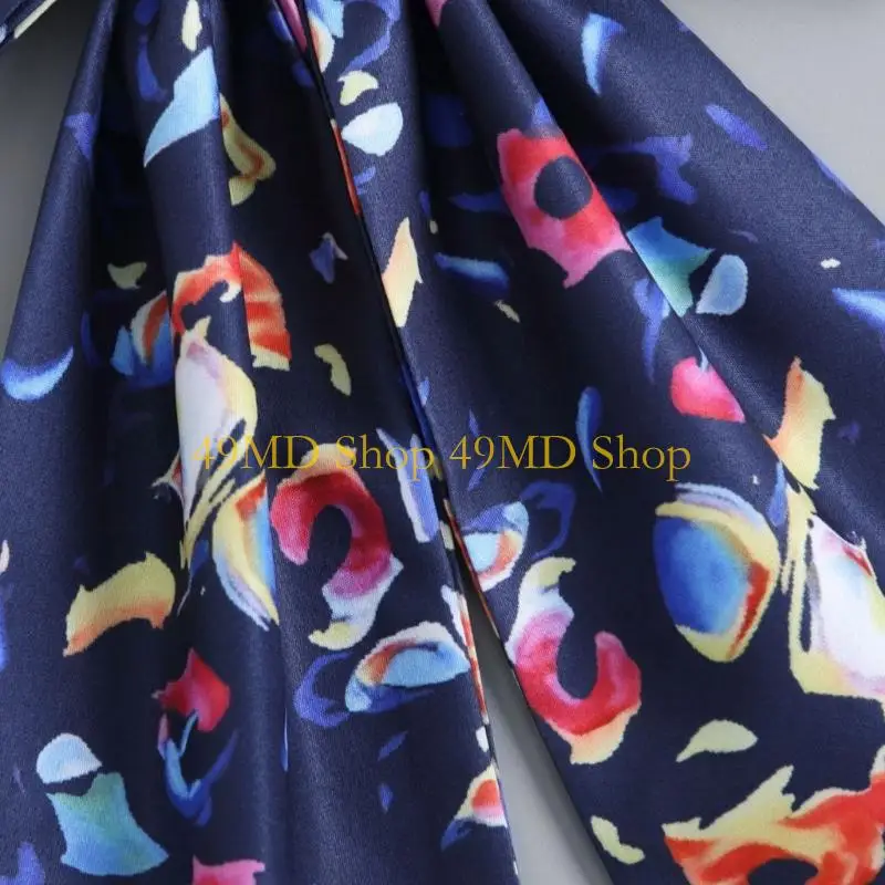 49MD Elegant Necktie Bowknot Collar Oversized Artistic Printing False Collar for Women Girl Formal Wear Outfit Enhancement