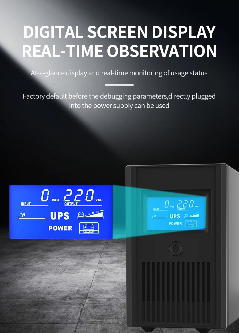 Fonte de alimentação UPS off-line de alta qualidade 110V / 220V Proteção de tensão monofásica 50Hz / 60Hz Display LCD UPS para computador PC