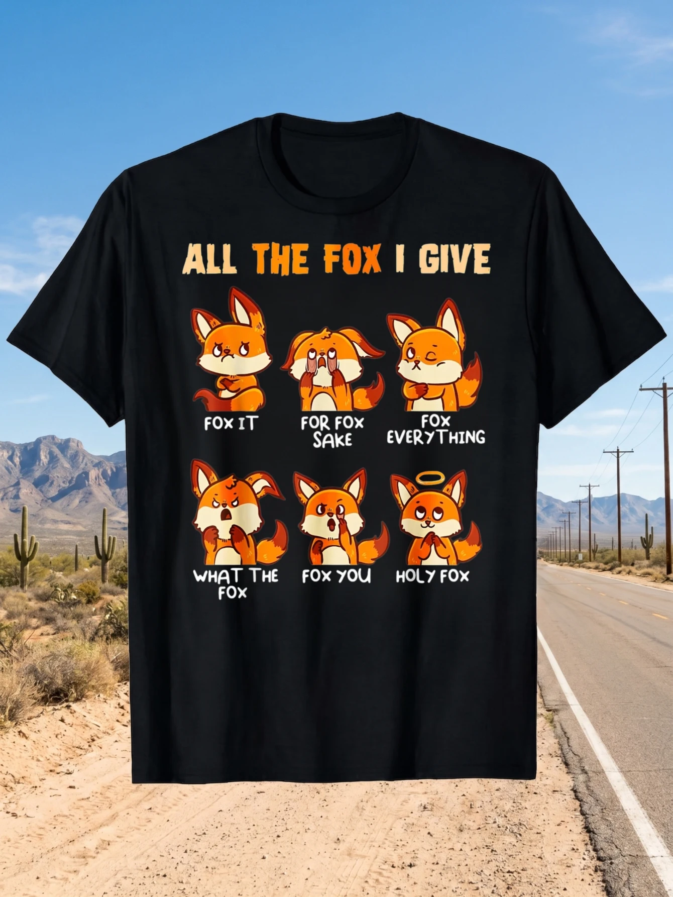 1 Stück 100% Baumwolle Unisex T-Shirt mit Aufdruck „All the Fox I Give Fox It for Fox Sake Fox Everything What the Fox Fox You Holy Fox“ – O-Ausschnitt, kurze Ärmel, bedruckt, Übergröße, bequeme