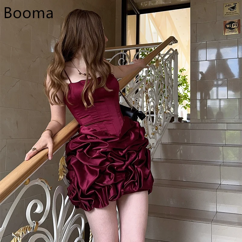 

Booma Spaghetti Strap Mermaid Mini Evening Dresses Pleat Sleeveless Prom Gowns 2025 Evening Party Gowns Customized