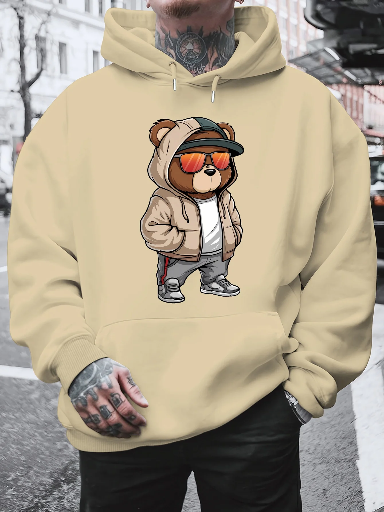Herren-Hoodie mit Boston EST 1997 Schriftzug, Vintage College-Stil, locker geschnittener, übergroßer, lässiger Streetwear-Pullover – Detail 8