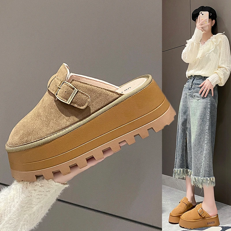 

Autumn Winter Fashion Womens Fluffy Slippers for Women Indoor Thick Sole Anti-Slip and Warm Plush Women's Slippers Zapatos Mujer