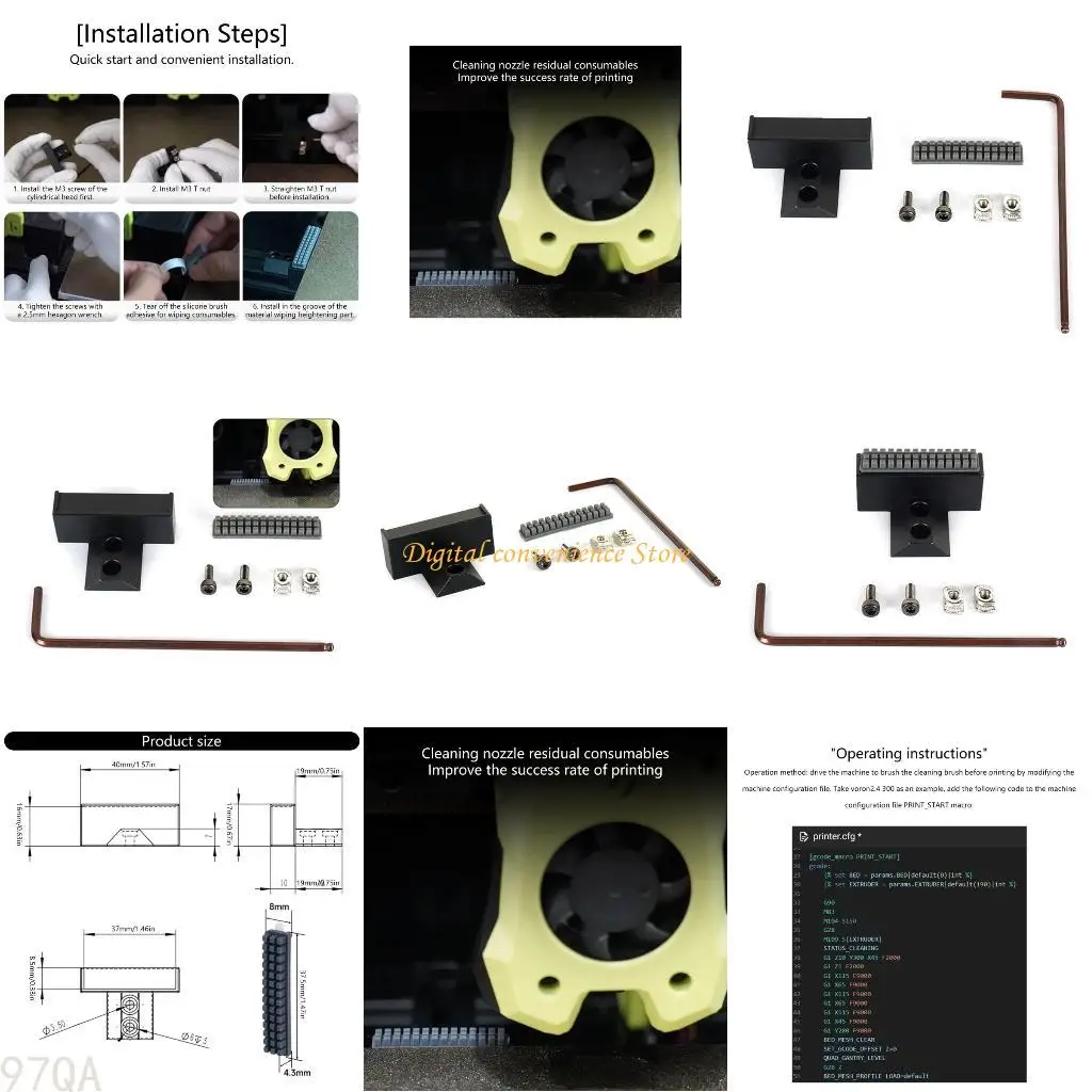 

97QA For Voron 2.4 Nozzle Silicone Brush Printer Nozzle Cleaning for Voron 2.4