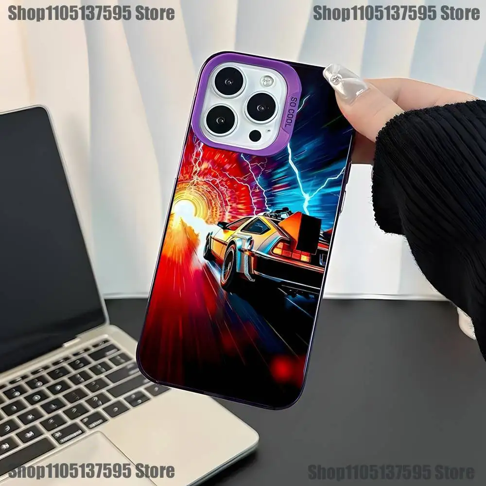 حافظة هاتف فيلم العودة إلى F-Future لهاتف iPhone 17,16,15,14,13,12,11,Mini,Pro,E,SE4,XS,MAX غطاء كاندي غير لامع أرجواني