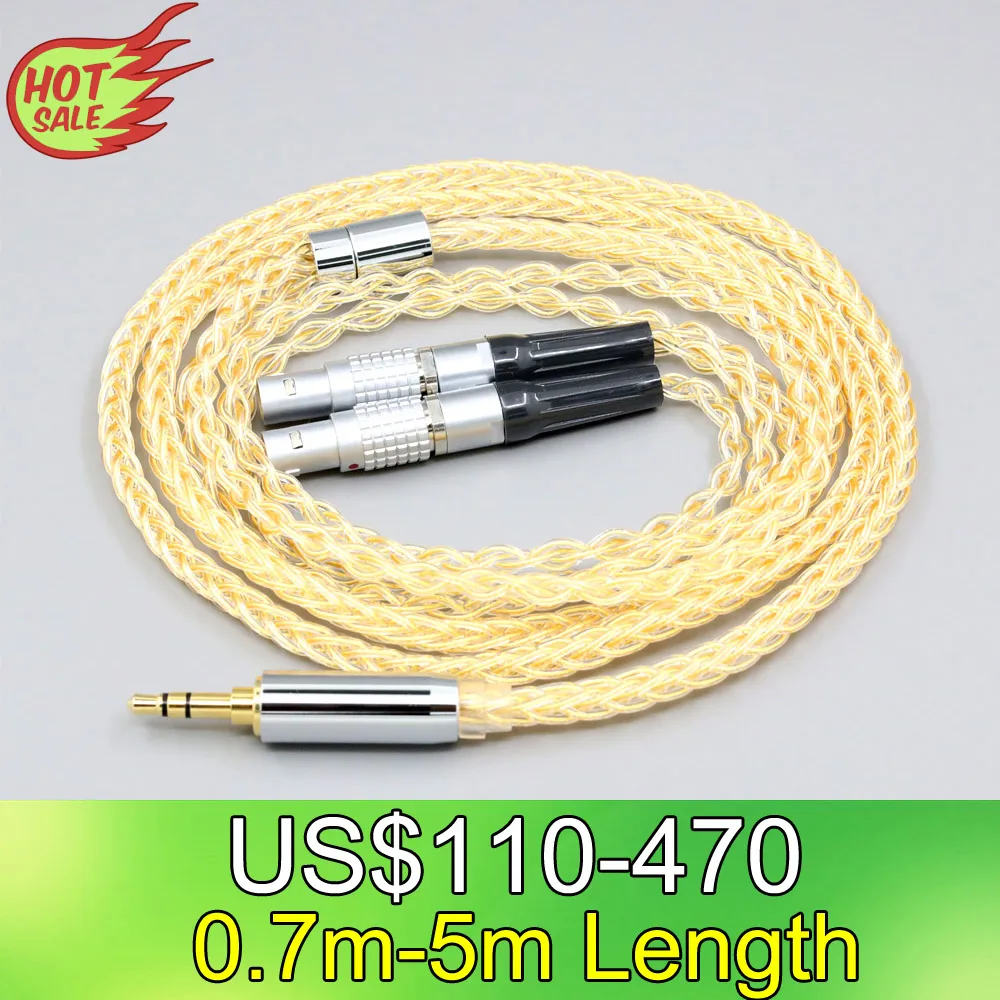 

LN008412 8 Core 99% 7n Pure Silver 24k Gold Plated Earphone Cable For Focal Utopia Fidelity Circumaural Headphone