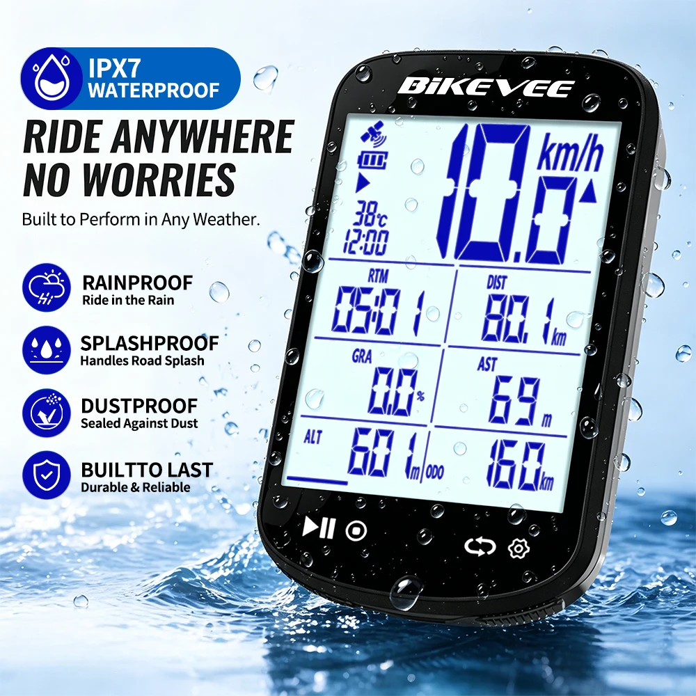 Bikevee Wireless Bluetooth Bicycle Computer Multifunctional GPS Cycling Odometer Speedometer with Auto Backlight BIKEVEE APP view 6