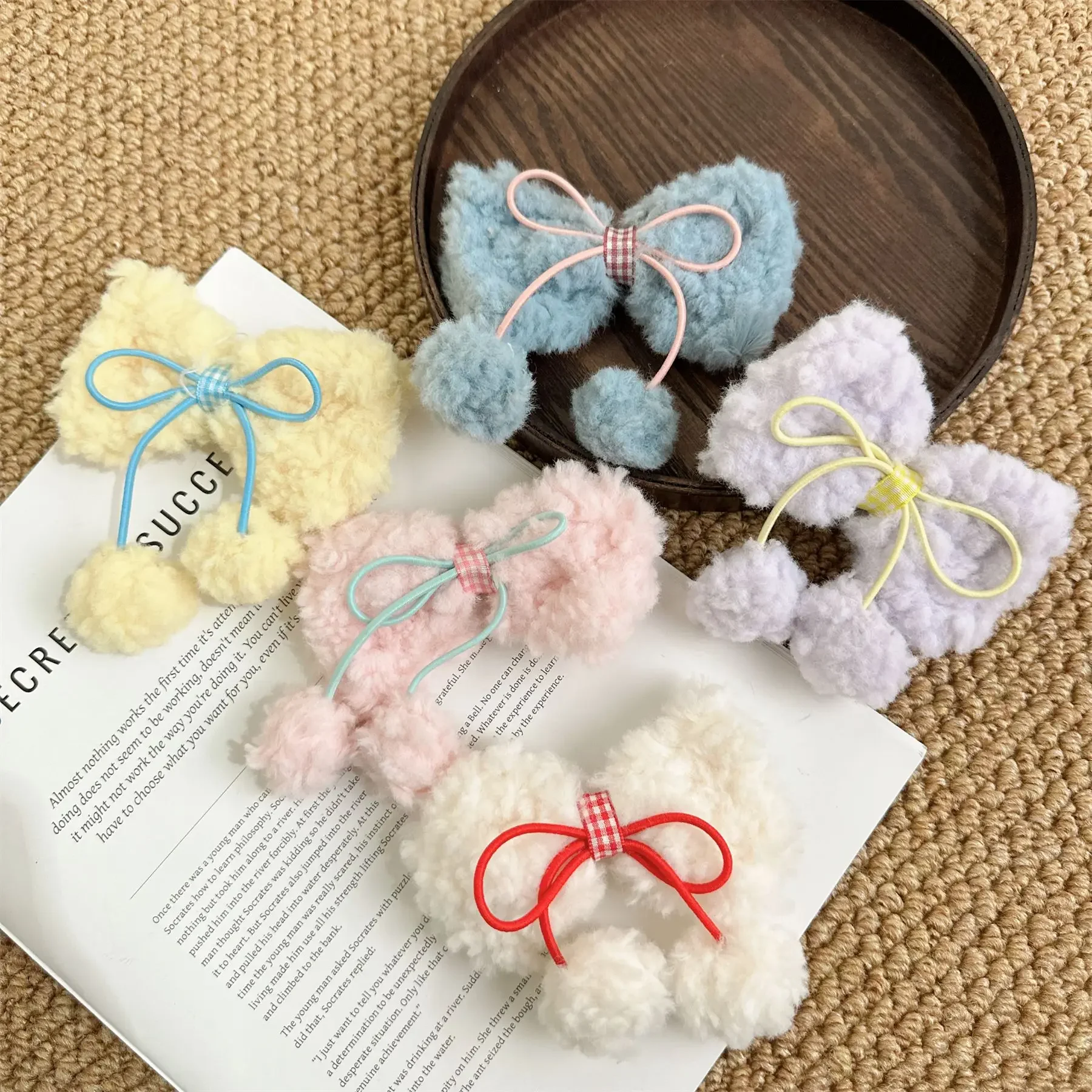 

New Plush Hair Clips Bow Ball Butterfly Hairpin Women Sweet High Horsetail Claw Clip Clasp Fashion Girls Hair Accessories