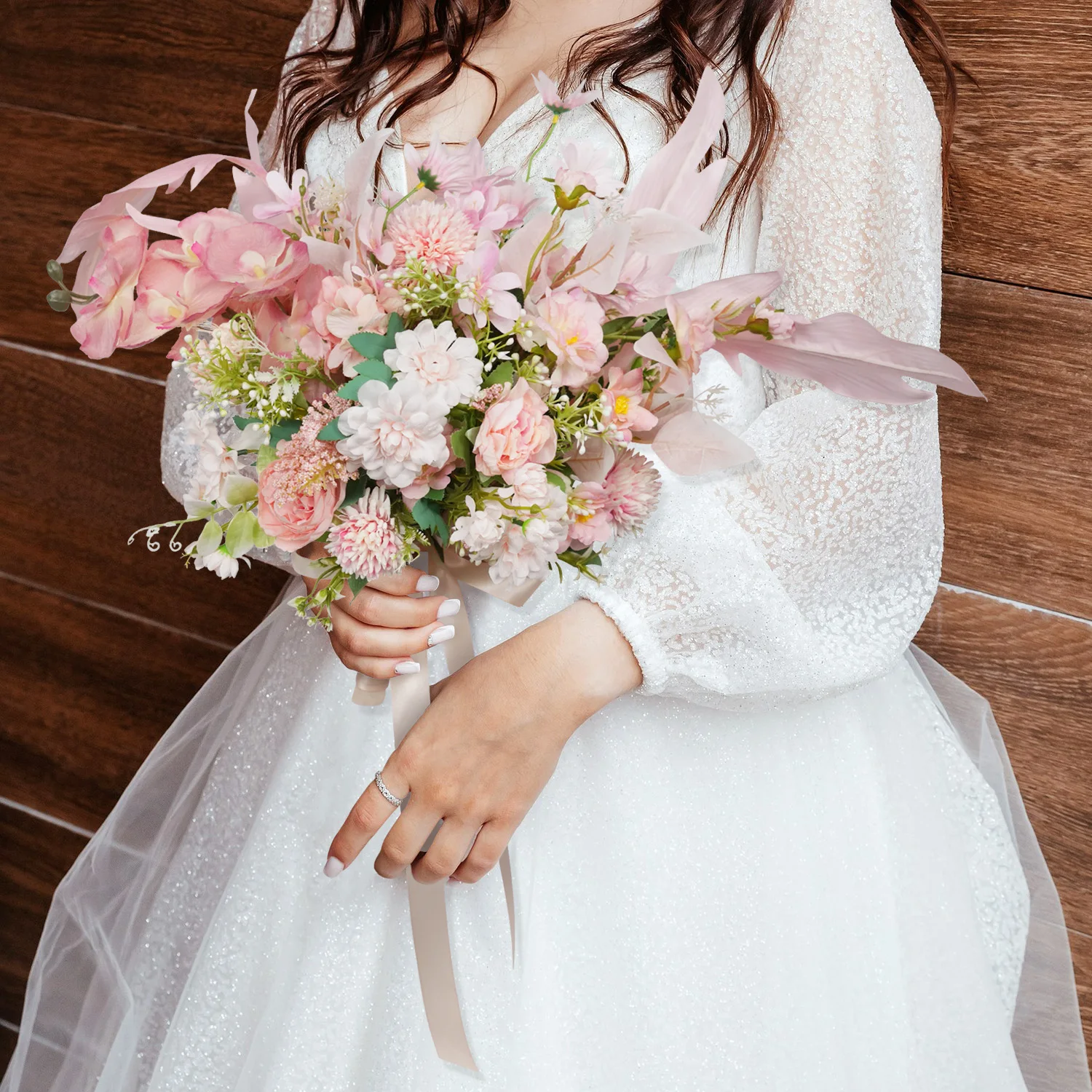 

Uflower Hand Bouquet Bride Bridesmaid Flowers Peony Rose Silk Holding Artificial Flowers Mariage Bouquet Wedding Accessories