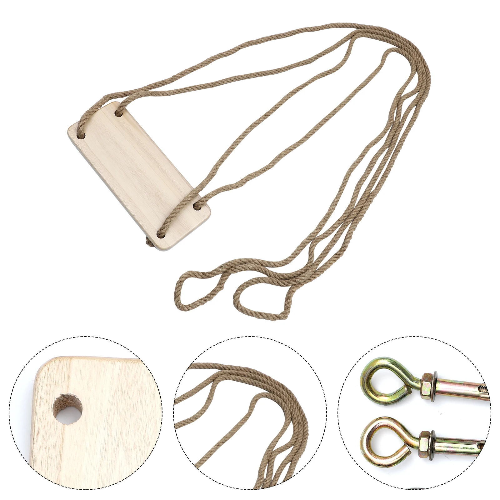 Columpio de madera resistente para niños y adultos, asiento colgante para jardín interior y exterior, juguetes seguros, fácil de instalar, Simple y práctico