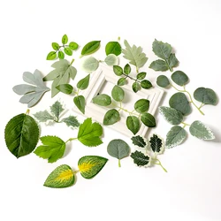 50Pcs Green Artificial Leaves Fake Plant Home Decor Christmas Party Wedding Decoration Bride Garland Scrapbook Gifts Accessories