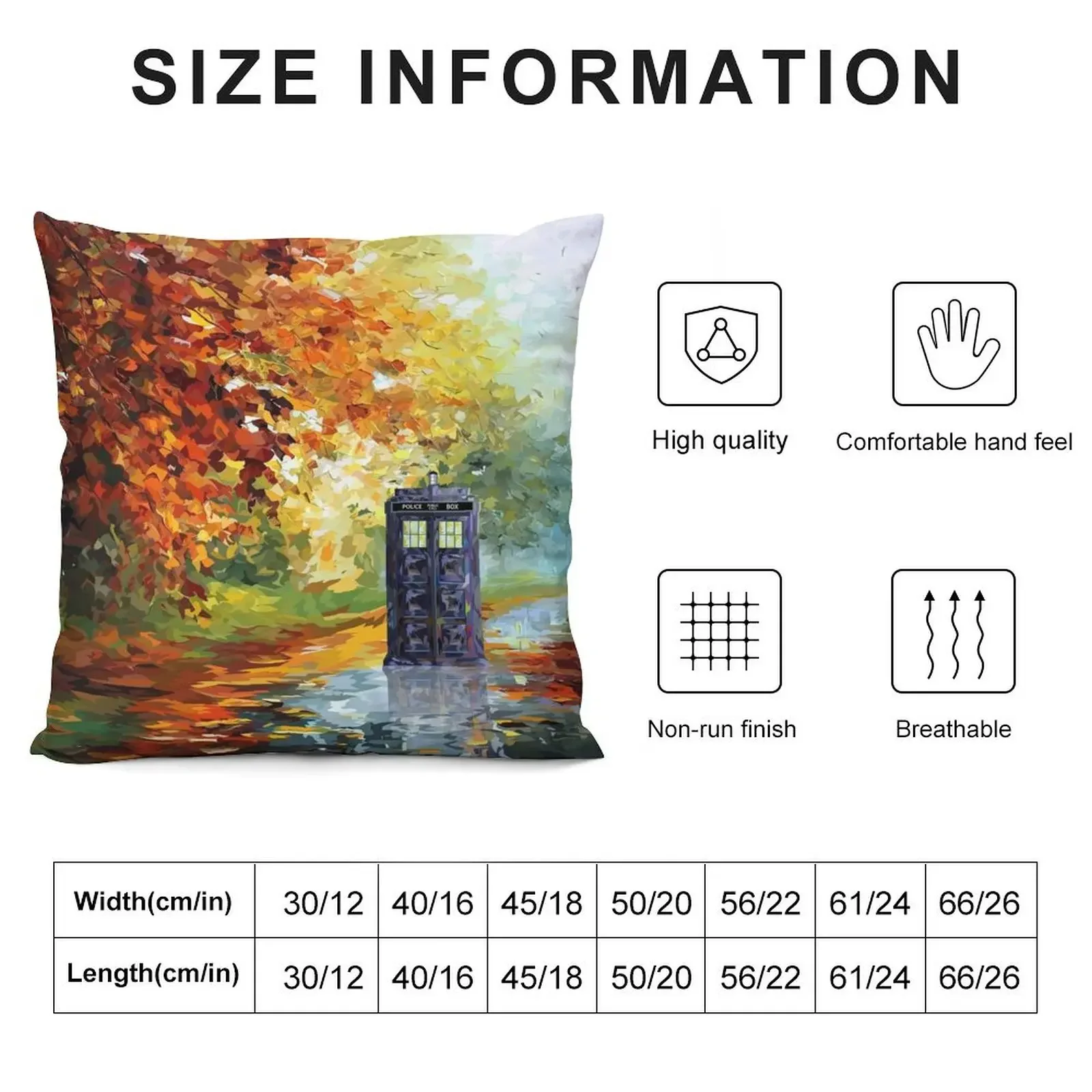 Blue Phone booth with autumn views Throw Pillow Room decorating items Cushion Covers For Living Room Cushions Cover pillow