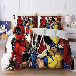 Deadpool Wolverine Duvet Cover Set Anime Marvels Bedding Cover Set Cartoon Bedroom Home Comforter Covers Quilt Cover Pillowcase