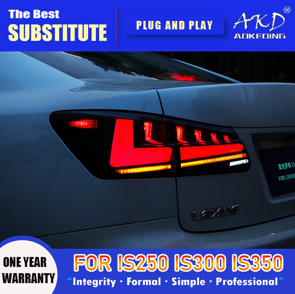 AKD Tail Lamp for Lexus is250 LED Taillight 2006-2012 is300 is350 Rear Fog Brake Turn Signal Automotive Accessories