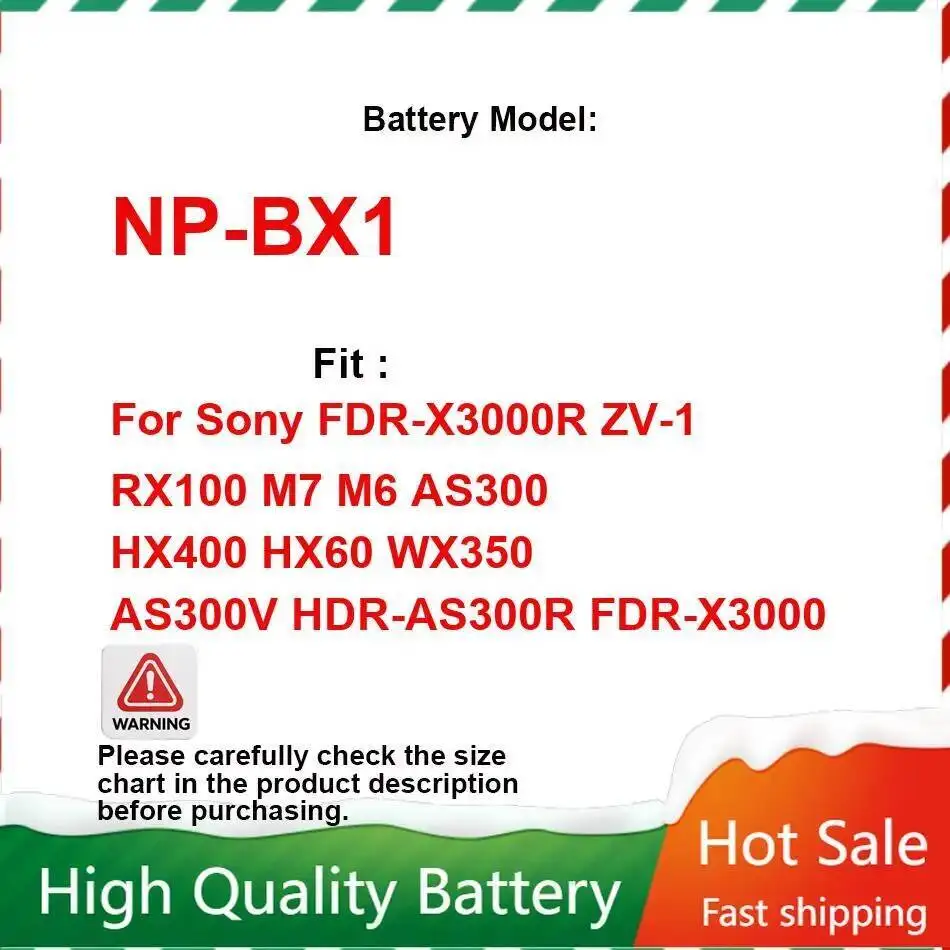 Camera Battery NP-BX1 1350Mah For Sony Fdr-X3000R ZV-1 RX100 M7 M6 AS300 HX400 HX60 WX350 AS300V Hdr-AS300R Fdr-X3000