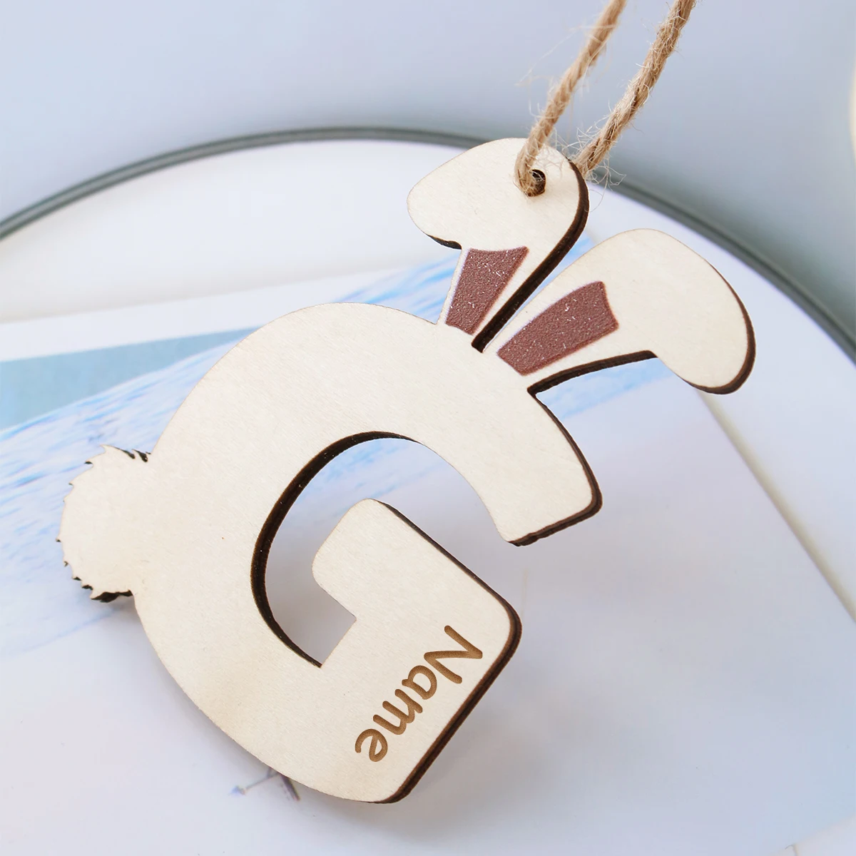 Personalized Easter Letter Bunny Hanging Ornament With Name, Custom A To Z Alphabet Tag For Easter Basket, Customized Pendant view 6