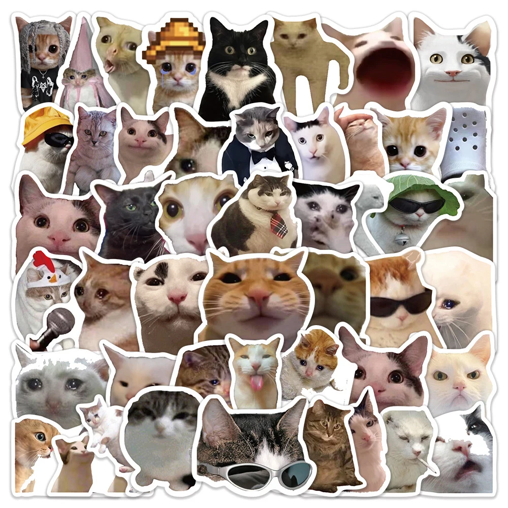 10/30/50pcs Cute Cat MEME Graffiti Stickers Cartoon Waterproof Sticker DIY Suitcase Helmet Motorcycle Decoration Decals Toy Gift