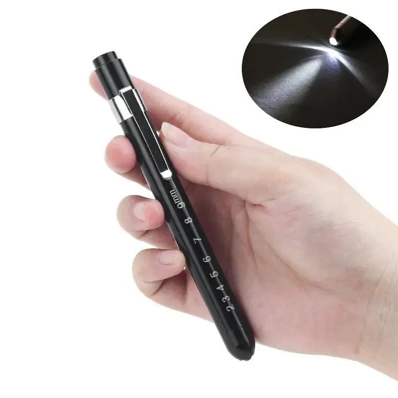 1pcs Rescue Medical LED Pen Light  Flashlight with Pupil Gauge and Ruler  without Batteries for Nursing Students Doctors