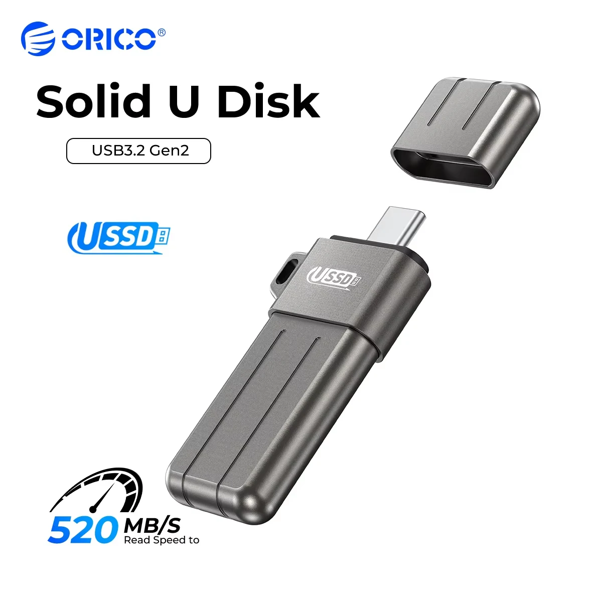 ORICO USSD Mobile Solid U Disk 520MB/S Flash Drive 1TB 512GB 256GB Type-C USB 3.2 PenDrive Colorful Metal Solid State U Disk