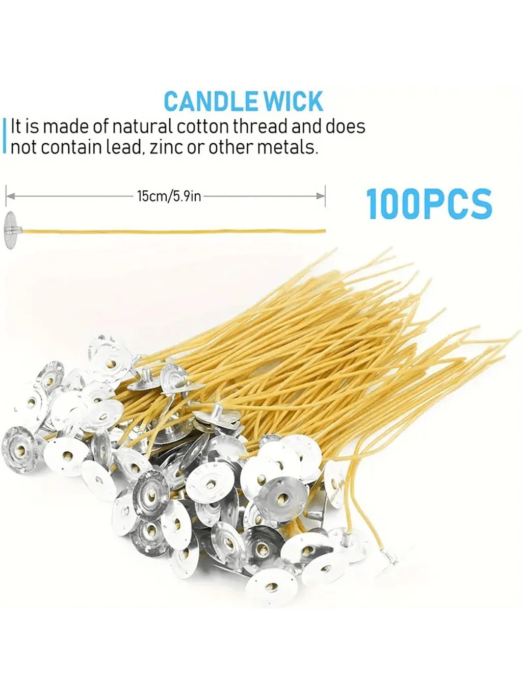 100 6-inch pre-waxed beeswax and hemp wicks, slow burn, 2mm diameter - perfect for DIY candle making. - AliExpress