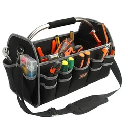 1680D Oxford Cloth Tool Bag Iron Tube Multifunctional Electrician Tools Storage Large Capacity Woodworking Handbag Toolbag