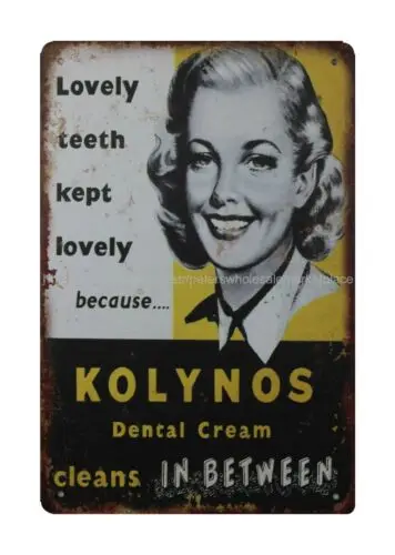 Lovely Teeth 1945 Kolynos Dental Cream metal tin sign metal wall art