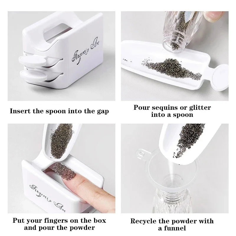 Nail Glitter Powder Recycling Storage Box Double Layer Glitter Box French Recycling Powder Box Dipping Powder Collection Box