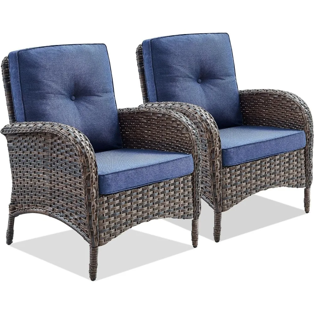 

Patio Club Chair Wicker Chairs - Outdoor High Back Chair Set of 2 Patio Furniture Set Rattan Seating with Removable Cushions for