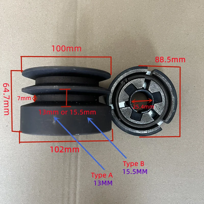 25.4mm Double Groove Belt Clutch For GX390 GX420 GX450 GX460 188F 190F 192F Engine With Shaft Output Used For Water Pump/Cutter