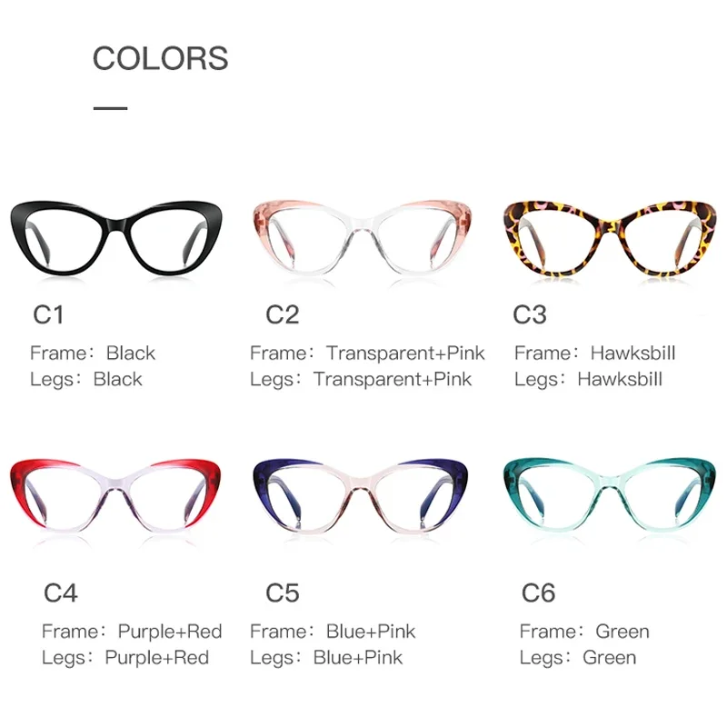 

KIZN Cat Eyes Prescription Thick Frame Women Optics Fashion Discoloration Anti Blue Myopia Glasses Light Eyewear -0.50 TO -10