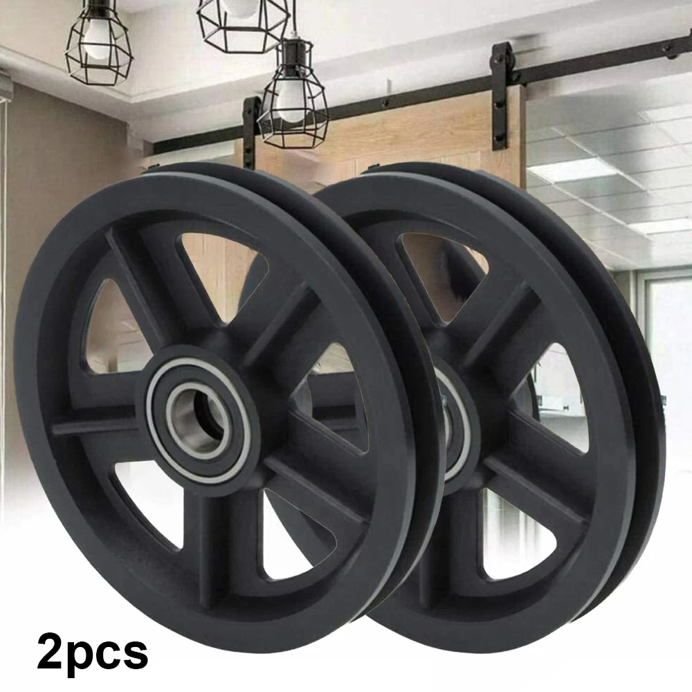 2Pcs Sliding Barn Wooden Door Wheel Closet Hardware Track Rollers Door Pulley Wheels Hanging Rail Roller Home Improvement Wheel