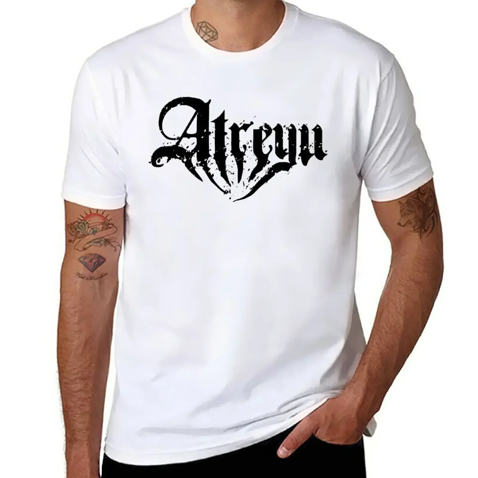 Boys animal print vintage clothes Short sleeve tee men Logo Atreyu Black White Music Band T-Shirt graphic oversized Funny summer