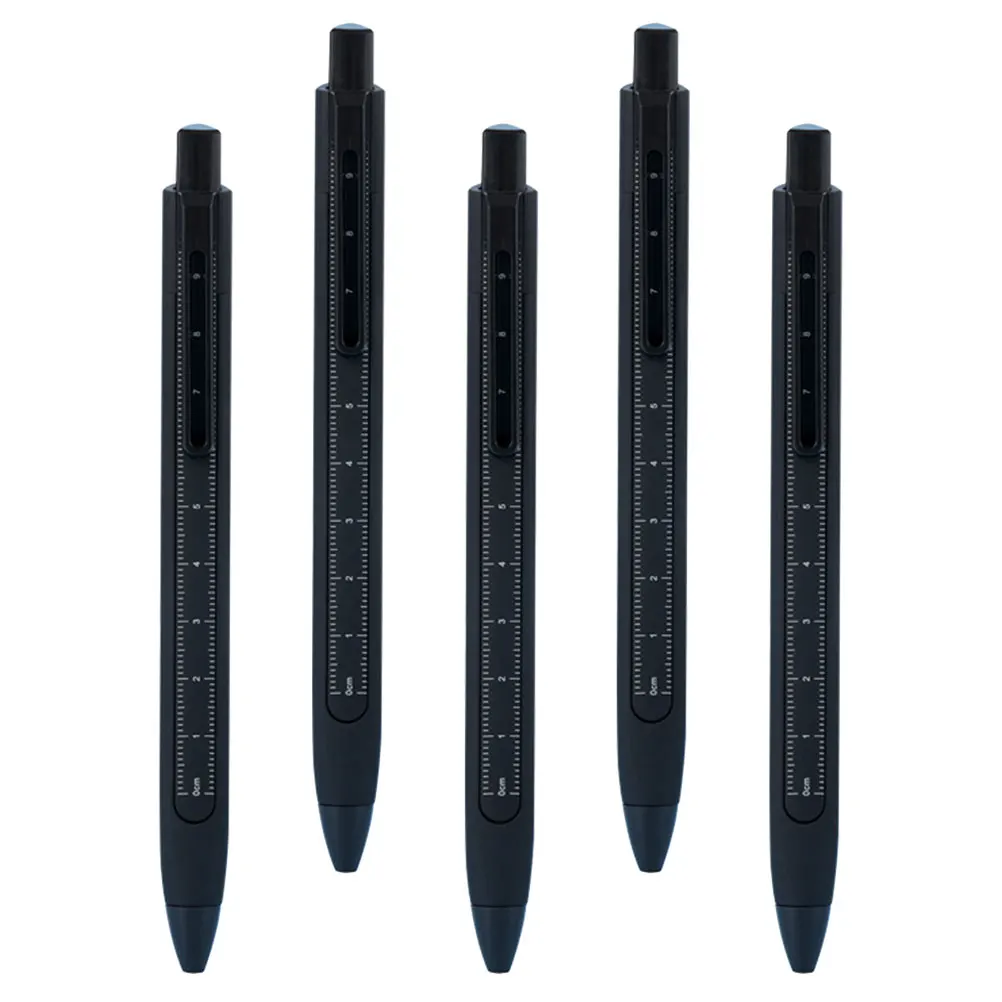 

5pcs Portable Gel Pens Ruler Design Smooth Writing Student Signature Pen Office Use Multi-Function Writing Tool For School Exam