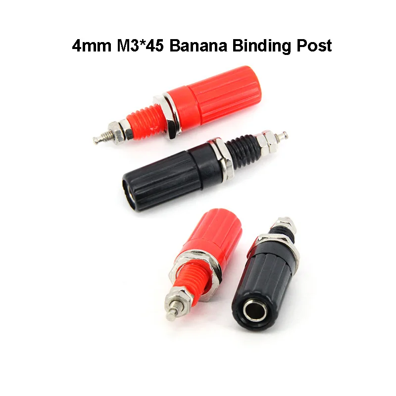 red black 4mm M3*45 Banana Binding Post Socket Terminal Audio Speaker Connector Plug  for Test Probe Amplifier Jack Adapter A7