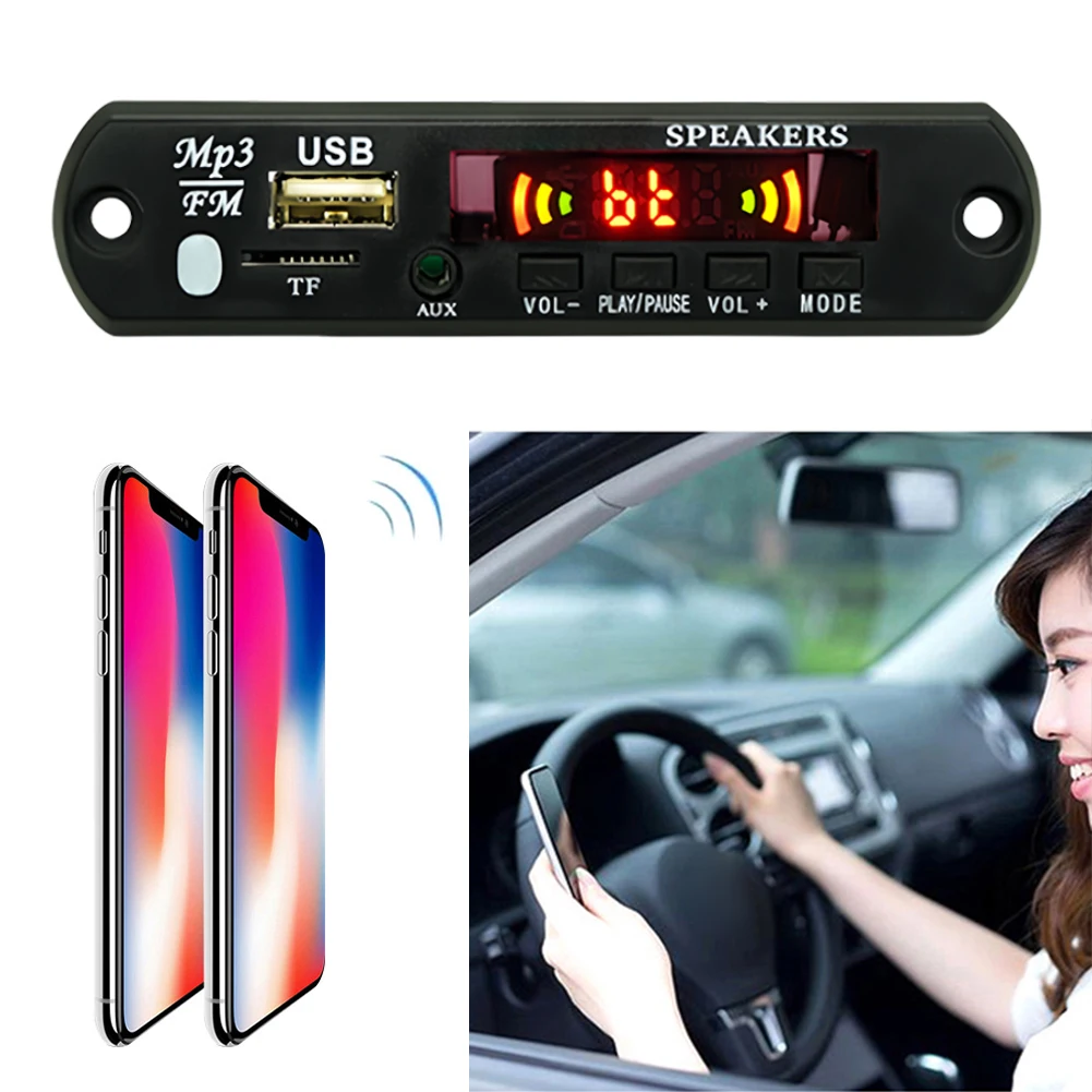 Papan Dekoder Pemutar MP3 5/12V USB TF Radio FM Modul Pemutar Musik Nirkabel Bluetooth 5.0 dengan Remote Control untuk Mobil