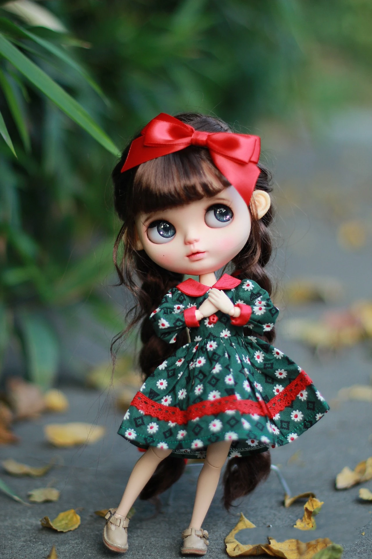 Blythe clothes dress Green daisy skirt and hat skirt 1/6 30cm BJD anime girl (Fit Pullip,Ob24, Licca、ob22、qbaby)