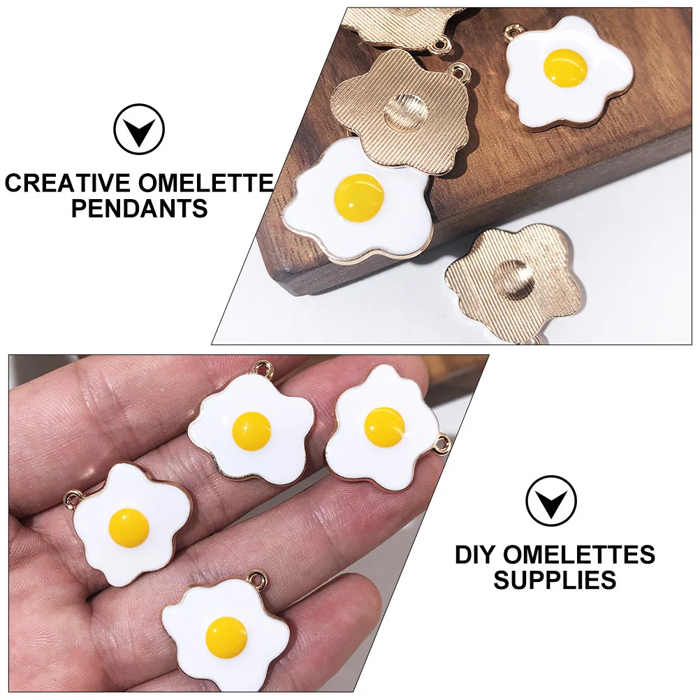 20개입 모조 달걀 펜던트 창의적인 합금 오믈렛 장식 DIY 보석 액세서리 수제 공예 선물 패션 액세서리
