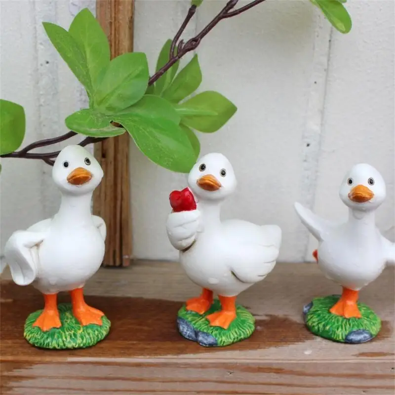 2025 NUEVO 4pcs Modelos resinas pato adornos para amantes los animales Home and Party Decorations
