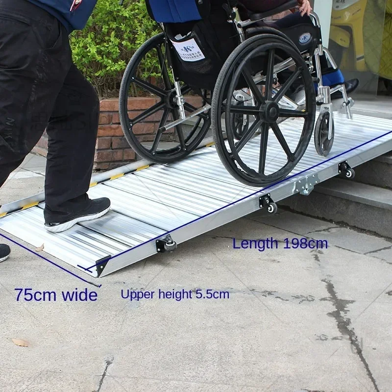 New Electric Up And Down Folding Wheelchair Ramp Board Portable Mobile Aluminum Alloy Pedal Climbing Stairs Springboard Barrier-