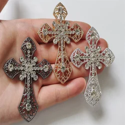 2pcs 70*54mm Large Rhinestone Cross Charms Big Cross Pendants Goth Punk Crystal Cross Metal Jewelry Accessories Making Findings