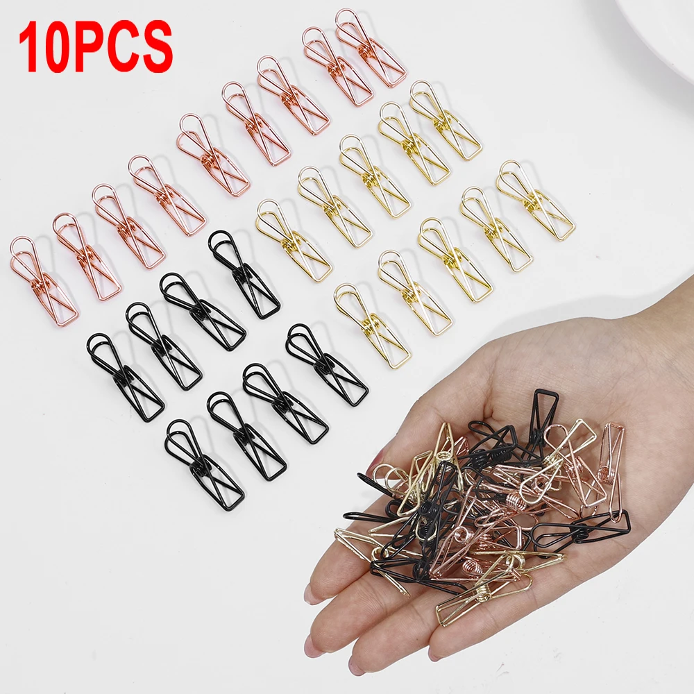 10PCS Multipurpose Clothes Pegs Metal Hollow Dovetail Clamps Sealing Clip Windproof Clothespins Photo Clip Home Storage Tools