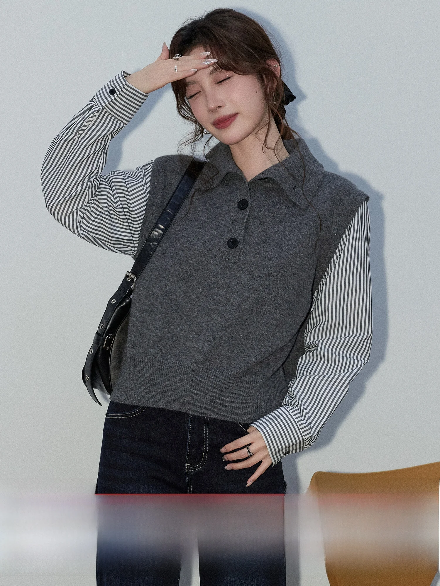 

Женский вязаный жилет Princ Sle Ne, весенний, в полоску, с лоскутным узором, дышащий, приятный для кожи, с длинными рукавами, повседневный...