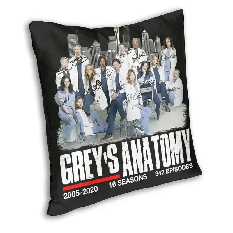 Greys Anatomy Seasons Episodes Signatures Cushion Cover Printing Throw Pillow Case for Sofa Custom Pillowcover Home Decoration