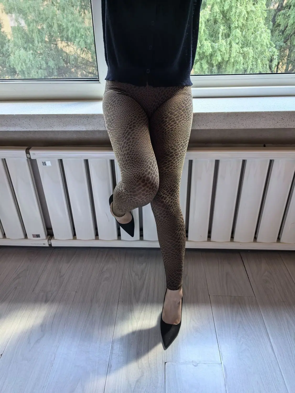 กางเกงเลกกิ้งออกกำลังกายเอวสูงลายหนังงูรัดรูปเซ็กซี่สำหรับผู้หญิง