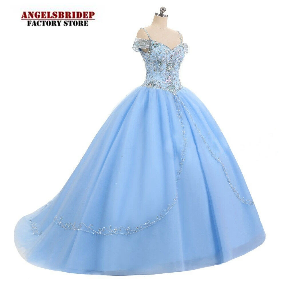 

Angelsbridep Ball Gowns Luxury Quinceanera Dresses Sweet 16 Dress Beading Crystals Sparkly Cinderella Princess Party Gowns NEW